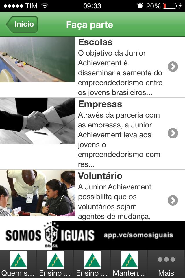 4.5. Faça parte Na seção Faça parte o usuário consegue visualizar todas as formas de apoiar a Junior Achievement Minas Gerais.