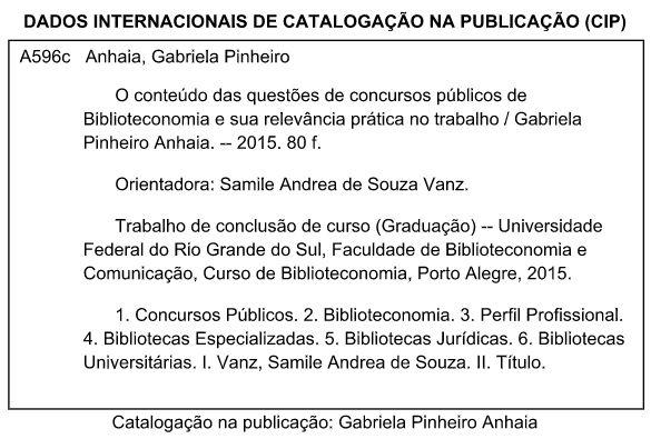 Ficha Catalográfica (verso da folha de rosto)