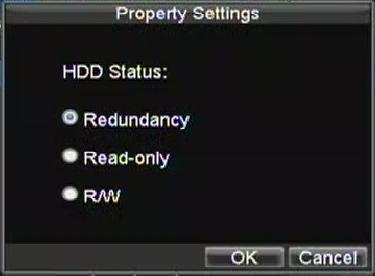 Clique no botão OK para concluir, salvar e retornar ao menu anterior. Figura 11. Configuração de Propriedades do HDD 7.