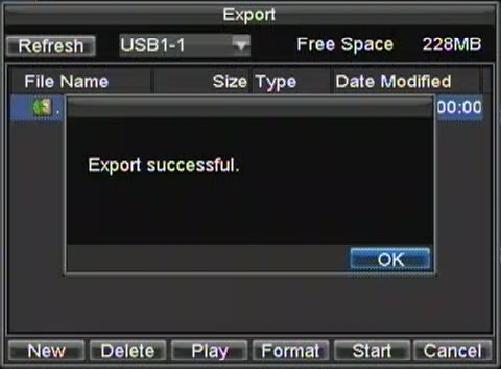 Figura 5. Tela de Confirmação de Exportação bem Sucedida Nota: O programa de reprodução de vídeo (Vídeo Player) será automaticamente instalado no dispositivo para o qual os arquivos serão exportados.