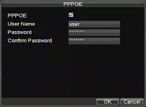 5. Clique no botão Configurar ao lado do PPPoE para entrar no menu de configurações mostrado na Figura 5. Figura 5. Configurações de PPPoE 6. Marque PPPoE na caixa de seleção para habilitar a função.