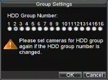 Figura 2. Menu de Configuração dos Grupos de HDDs 5. Pressione OK para salvar e sair do menu. Nota: Por padrão, todos os HDDs pertencem ao grupo 1.