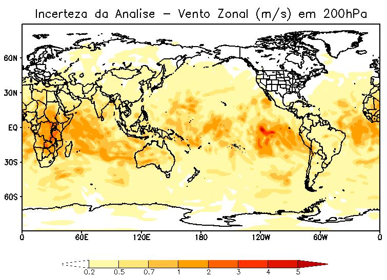 (200 hpa), (d) temperatura em altos níveis (200 hpa).