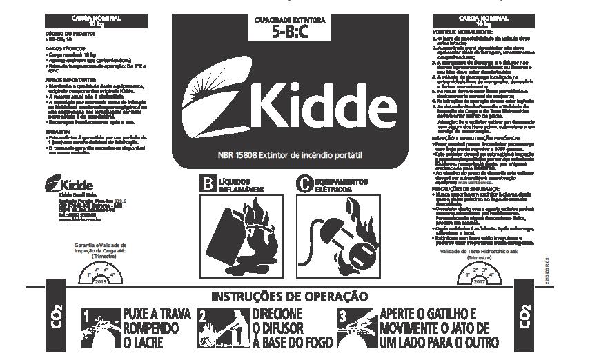 INSTRUÇÕES DE OPERAÇÃO A operação do produto é conforme indicado no quadro de instruções (rótulo) existente na parte frontal do extintor ilustrado nas figuras abaixo conforme o projeto.