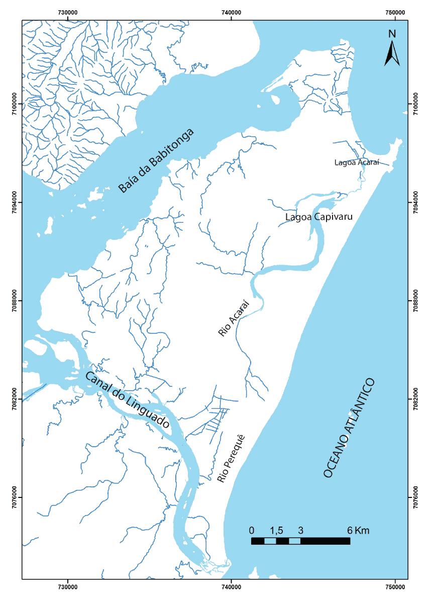 Figura 3: Mapa Hidrográfico da ilha de São Francisco do Sul.