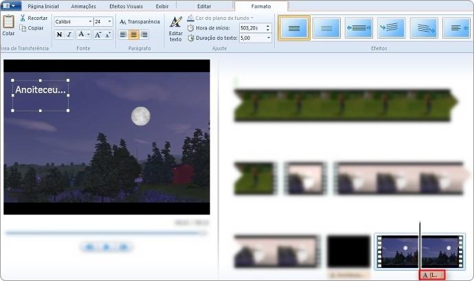 Legenda: Você pode posicionar o texto sobre um vídeo.