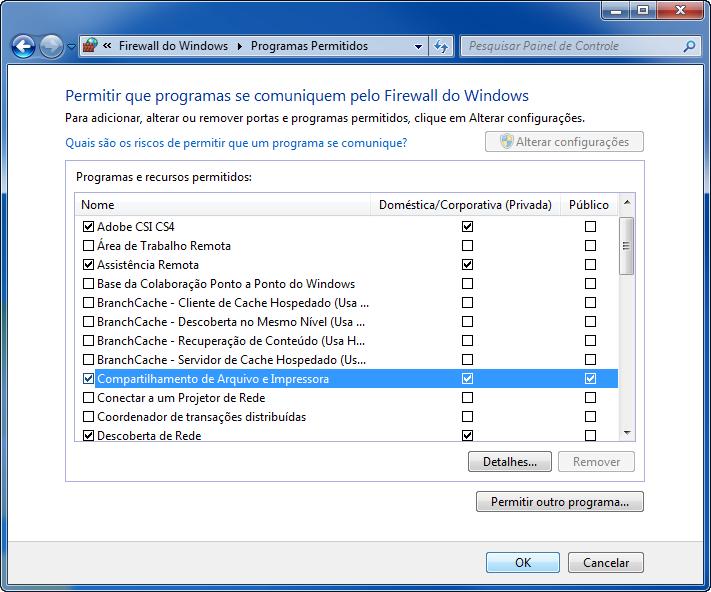 Faça o logon no Windows com privilégios de administrador. 1 Verificar o compartilhamento de arquivo e impressora.
