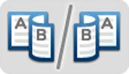 Como usar várias funções > Funções Copiar Imprime originais de 1 lado para 2 lados ou originais de 2 lados para 1 lado. Selecione a orientação da encadernação para o original e os documentos acabados.