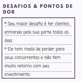 Por exemplo, esse perfil cliente ideal responderia a copy de vendas como a seguinte: Você está cansado de perder cliente para seu concorrendo do lado simplesmente por que você não tem um preço menor?