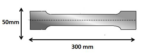 38 Figura 4.5: Posição da retirada das amostras para o ensaio de tração. Para o ensaio de tração foram preparados três corpos-de-prova de secção retangular com comprimento de 300 mm e largura 50 mm.