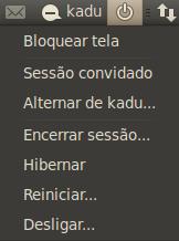 O Botão Desligar O botão Desligar está localizado na barra superior do sistema.