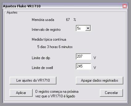 Voltage Quality Recorder Como usar o registrador 3. Clique em (Ajustes VR1710).