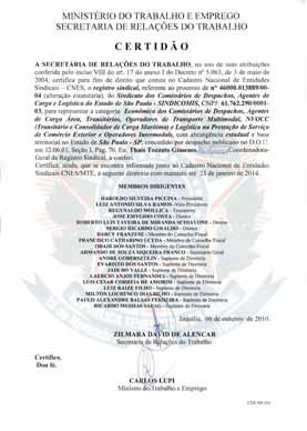 A CCT é a Comissão da Coordenação do Terminal de Carga Aérea e do Conselho de Usuários do Aeroporto Internacional de São Paulo, na qual o SINDICOMIS/ ACTC tem participação ativa.