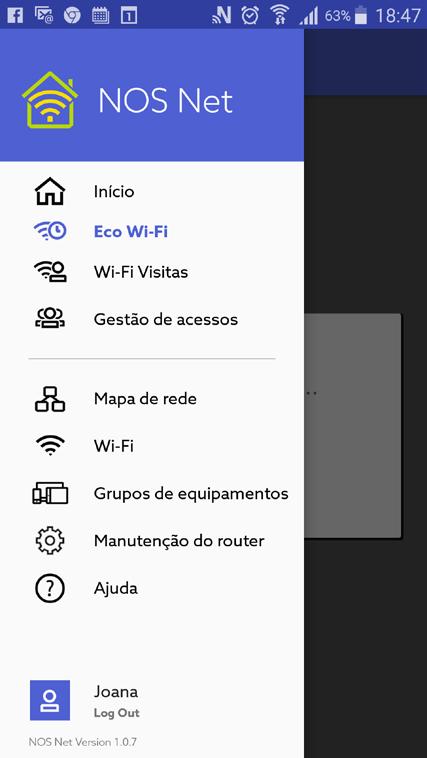 Configurações rápidas de Wi-Fi Selecione Wi-Fi no menu principal e depois Configuração