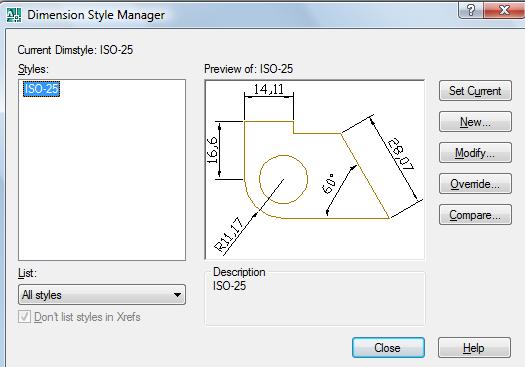 8. CONFIGURANDO COTAS Antes de inserir as cotas no desenho é necessário configurá-las. Para isso deveremos criar um estilo para cada tipo de cota a ser usada no desenho.