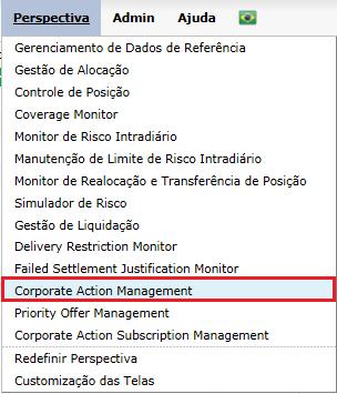 17. EVENTOS CORPORATIVOS 17.1. Gestão de Eventos Corporativos Nessa funcionalidade, o participante poderá consultar todas as posições de Empréstimo de Ativos afetadas por Eventos Corporativos que ainda não liquidaram.