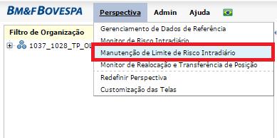 20.1.2. Manutenção de Limite de Risco Intradiário Por meio do Módulo de Manutenção de Limite de Risco Intradiário, o participante poderá consultar e alterar o seu limite de risco Intradiário e de