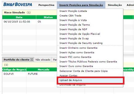 do arquivo que ele pode extrair do sistema do RTC por meio do menu selecionar o menu Download de Arquivo em Inserir Posições para Simulação.