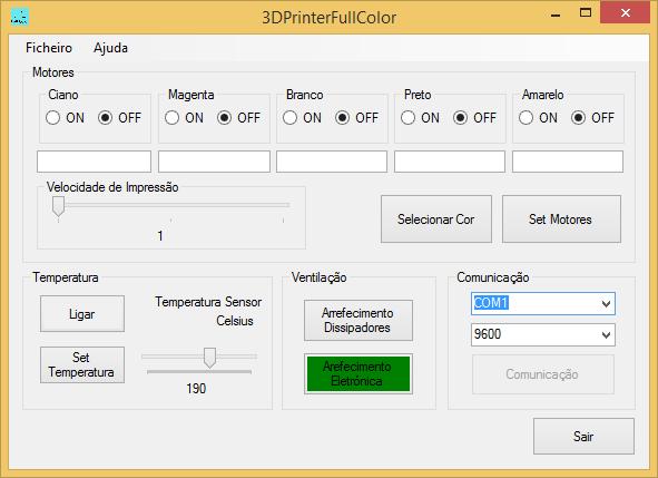 Figura 62 - Estado da interface após a estabelecer a comunicação De seguida, deve-se ligar o aquecimento e escolher a temperatura desejada.