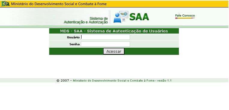Acessando o Sistema http://www.mds.gov.