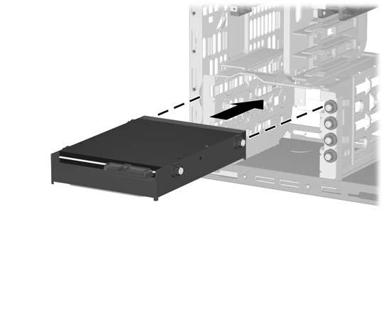 7. Deslize a unidade de disco rígido para dentro do compartimento de unidade até ela travar. A trava drivelock prende automaticamente a unidade no compartimento.