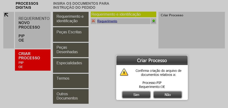 7. Carregamento de ficheiros O último passo do utilizador consiste no carregamento dos ficheiros solicitados pelo construtor de processos digitais.