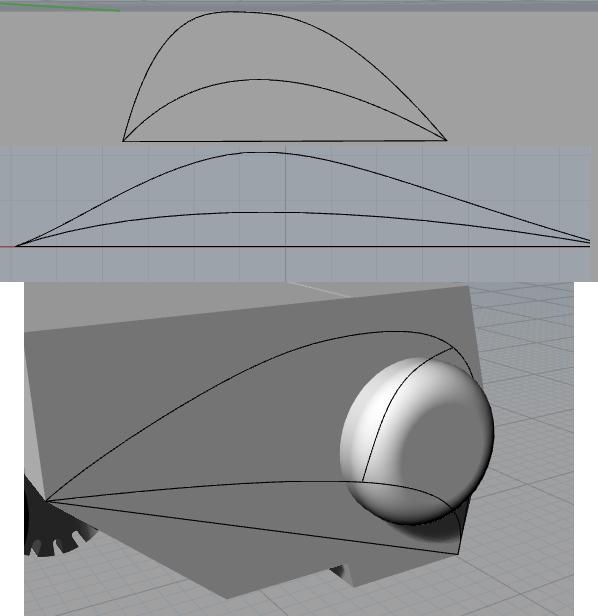 Para a proteção ao redor da mão, crie linhas simples com Curve: Interpolate Points na