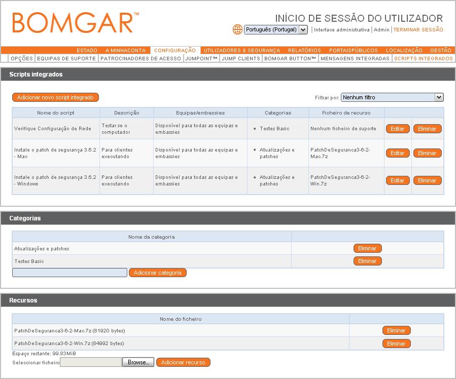 Scripts predefinidos Crie scripts personalizados a utilizar em sessões de shell de comando. O script será mostrado na interface shell de comando enquanto estiver sendo executado.