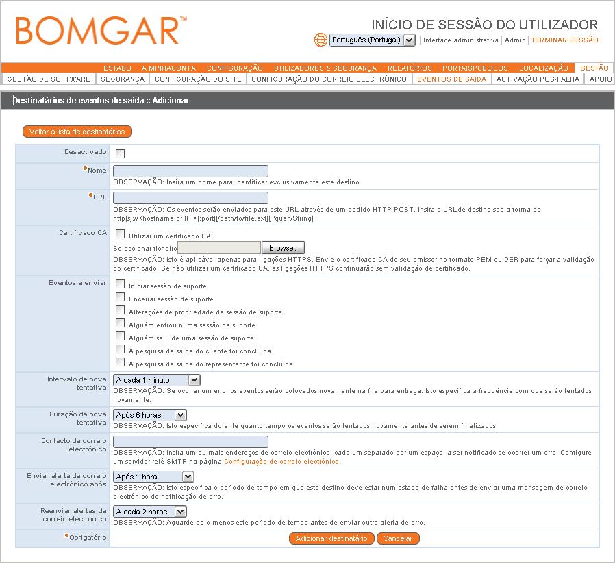 suporte O inquérito de saída do cliente está concluído O inquérito de saída do representante está concluído As variáveis enviadas pela Bomgar Box chegam como um método HTTP POST e podem ser acedidas