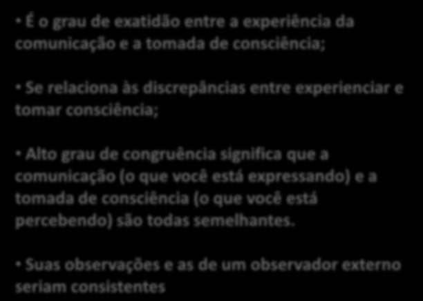 expressando) e a tomada de consciência (o que você está