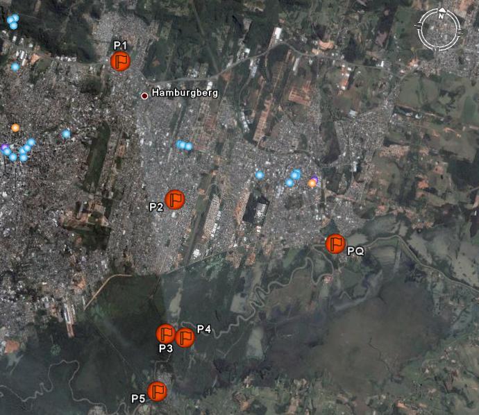 40 Figura 13 Localização geográfica dos pontos P1, P2, P3, P4, P5 e PQ. Fonte Google, 2007. 5.