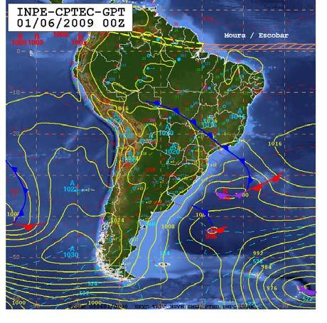 de uma onda frontal polar em superfície sobre