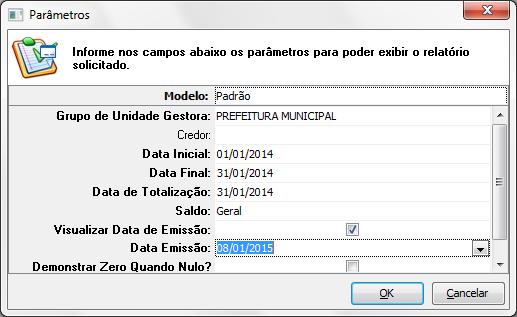 Final para a emissão do relatório de