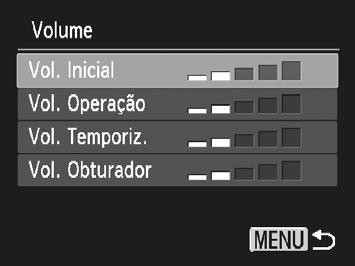 Alterar as Definições de Som Pode silenciar ou ajustar o volume dos sons da câmara. Desactivar os Sons Apresente o menu. Prima o botão n. Escolha [Sem som].