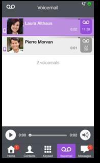 I.4.11 Voicemail Visual 1. Possui mensagens de voz por ler (o número de mensagens por ler é apresentado). Abrir o seu voicemail visual.