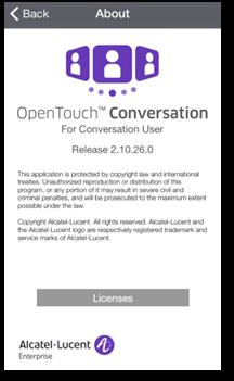 Aprovisionamento da aplicação OpenTouch Conversation Este documento descreve os serviços oferecidos pela aplicação OpenTouch Conversation for iphone.