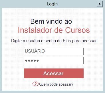 Imagem 5 Executando o Instalador de cursos Com o instalador de cursos já instalado em seu servidor será aberto a tela de login, onde deverá ser logado