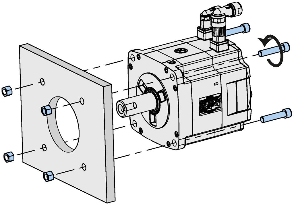 As informaçõs sobr parafusos flang são as sguints: Srvomotors d baixa inércia SOTICS S-1FL6 Motor Parafuso Tamanho rcomndado da flang Momnto d aprto Matrial da flang 1FL602 2 x M4 120 x 100 x 40 (mm)