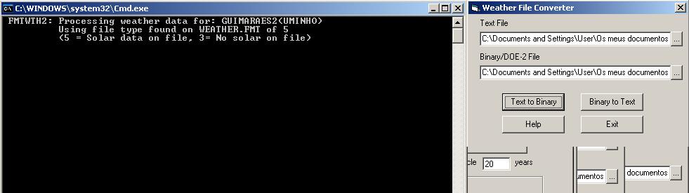 Por último é necessário utilizar a ferramenta de conversão que o VisualDOE possui (Figura AI.4) e transformar o ficheiro de texto criado (*.fmt) num ficheiro binário (*.