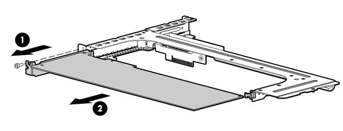 7. Instale a placa de expansão. NOTA: O servidor não liga se o conjunto da placa riser PCI não estiver encaixado corretamente. 8.