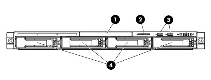 1 Identificação de componentes Nesta seção Componentes do painel frontal na página 1 Botões e LEDs do painel frontal na página 2 Números de dispositivo SAS e SATA na página 3 Componentes do painel