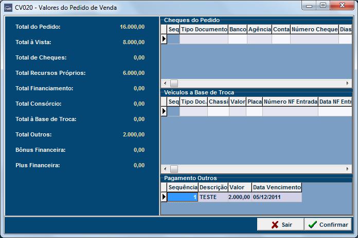 Após pressionado é apresentada uma janela onde os dados do agente financeiro podem ser consultados.