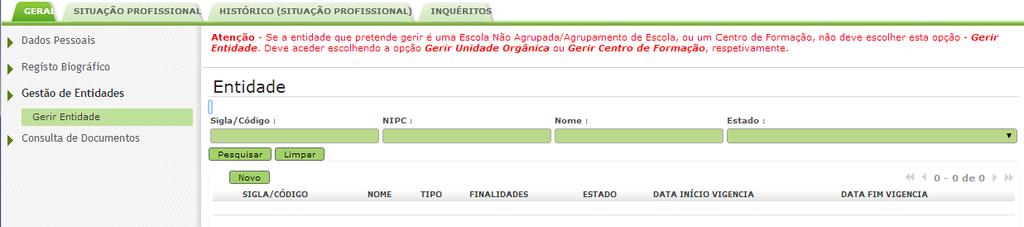 Os campos referentes ao Responsável aparecerão automaticamente preenchidos com os dados introduzidos pelo utilizador, aquando do seu Registo no SIGRHE. Estes campos não são editáveis.