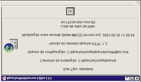 Uma caixa de diálogo de propriedades é exibida, mostrando as seguintes informações: O subtipo do Apache HTTP Serer: padrão ou IBM O caminho de instalação em que o Apache HTTP Serer está instalado O