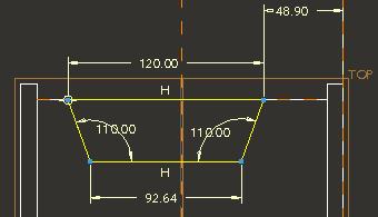 11 - Criando o Sketch 3 para a segunda remoção de material do Extrude 1.