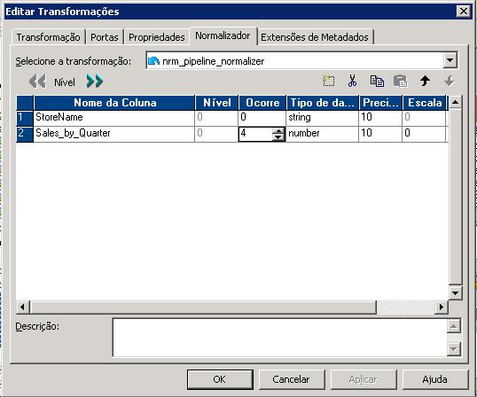 O Designer adiciona uma transformação Normalizador e conecta-a à definição de origem COBOL.