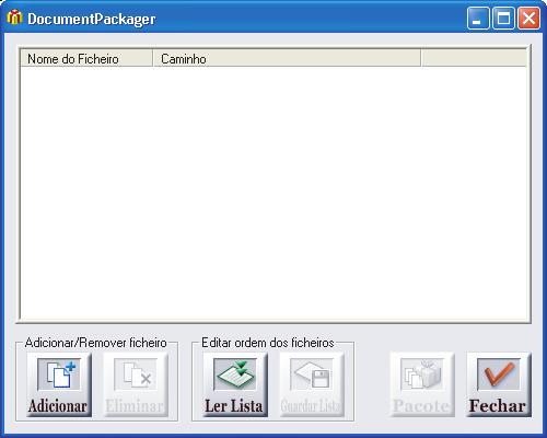 O Document Packager permite guardar, mover e abrir com segurança e rapidamente os ficheiros de que necessita. Document Packager Lista de pacotes É guardada uma lista dos ficheiros de pacote.