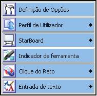 partir do menu ou submenus.