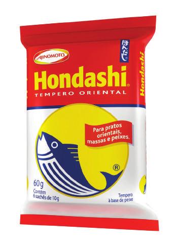 HONDASHI Hondashi é um tempero à base de peixe Bonito, que pode ser utilizado nas mais variadas receitas para dar um sabor rico e cheio de personalidade aos seus pratos.