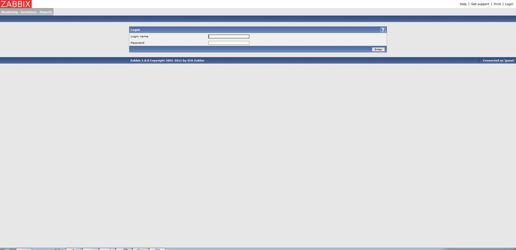 Tela de login, bem vindo ao Zabbix!